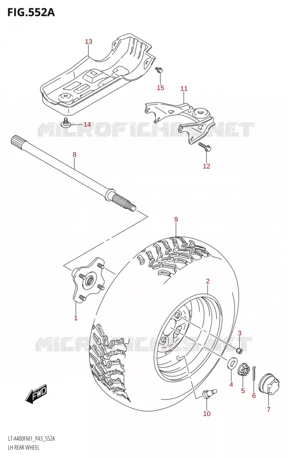 LINKERHAND ACHTERWIEL Suzuki QUAD 400 KINGQUAD 2021  LT-A400F M1 (P43)