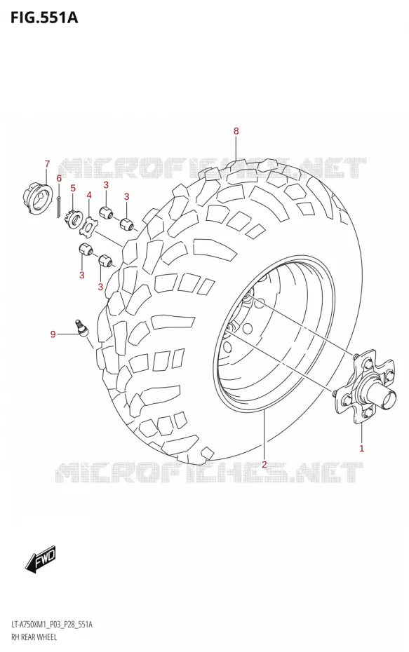 RECHTSE ACHTERWIEL Suzuki QUAD 750 KINGQUAD 2021  LT-A750X M1 (P28)