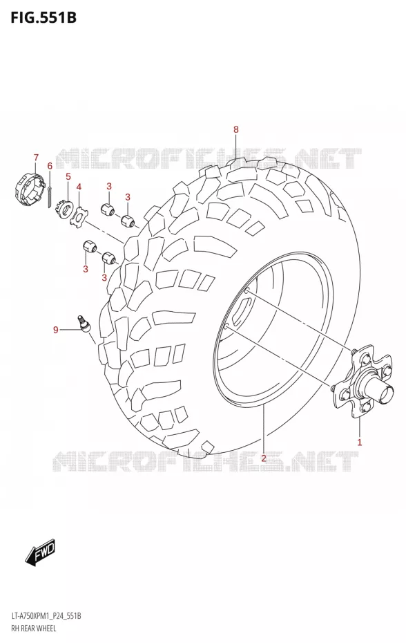 RECHTSE ACHTERWIEL750XPZ) Suzuki QUAD 750 KINGQUAD 2021  LT-A750XP / XPZ M1 (P24)