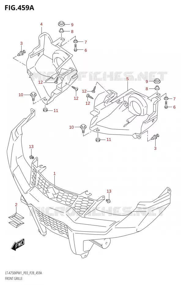 VOORBUMPER - KOPLAMPHUIS Suzuki QUAD 750 KINGQUAD 2021  LT-A750XP / XPZ M1 (P33)