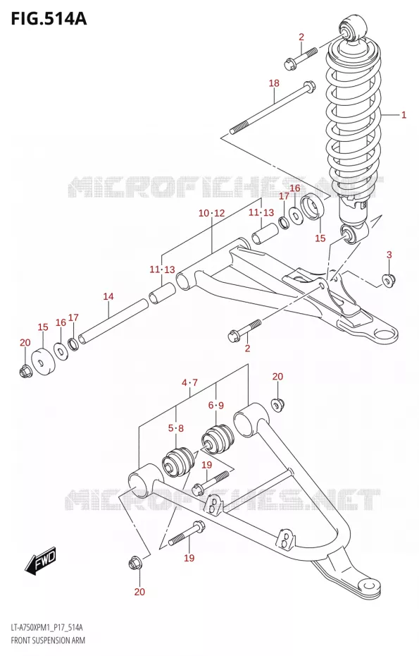 VOORWIELOPHANGING ARM Suzuki QUAD 750 KINGQUAD 2021  LT-A750XP / XPZ M1 (P17)