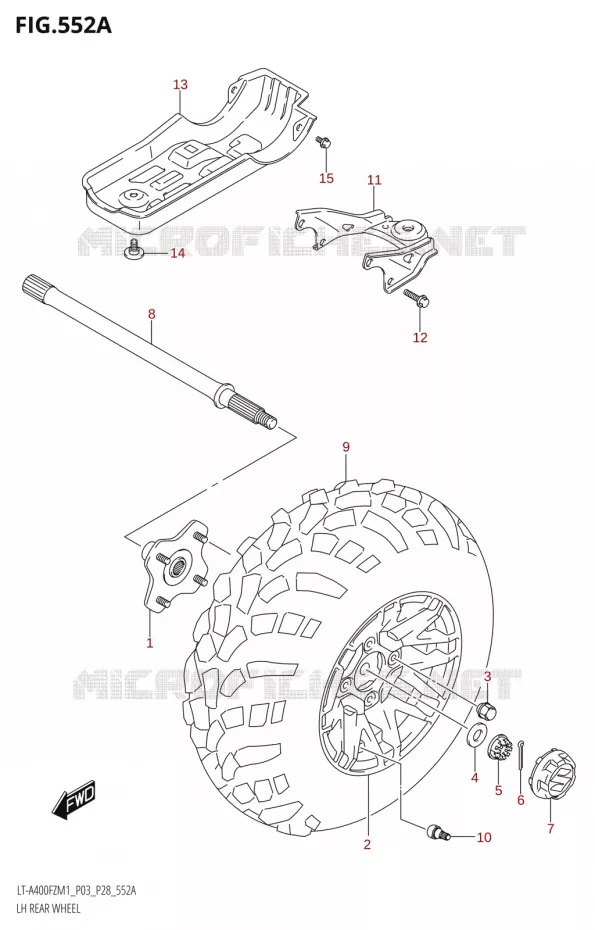 LINKERHAND ACHTERWIEL Suzuki QUAD 400 KINGQUAD 2021  LT-A400FZ M1 (P28)