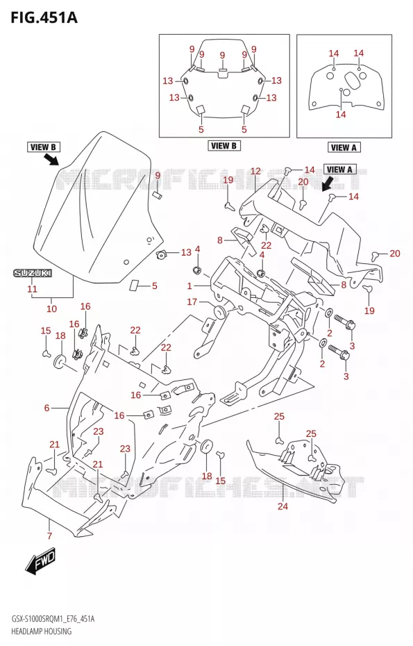 KOPLAMPBEHUIZING Suzuki MOTO 1000 KATANA 2021  GSX-S1000SRQ M1 (E76 ECE2 E17,22,39)