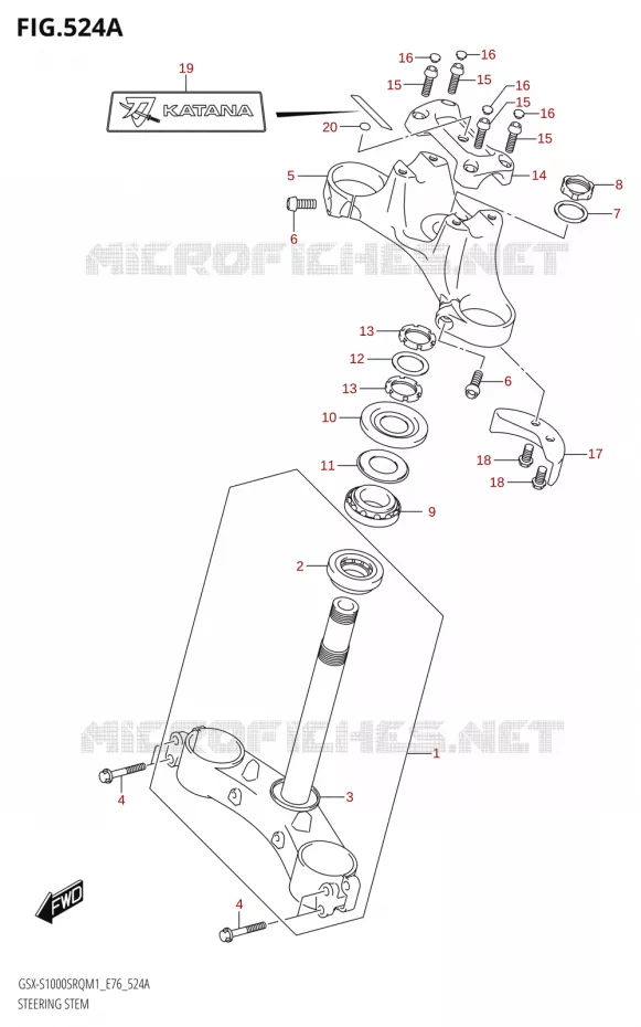 STUURKOLOM Suzuki MOTO 1000 KATANA 2021  GSX-S1000SRQ M1 (E76 ECE2 E17,22,39)