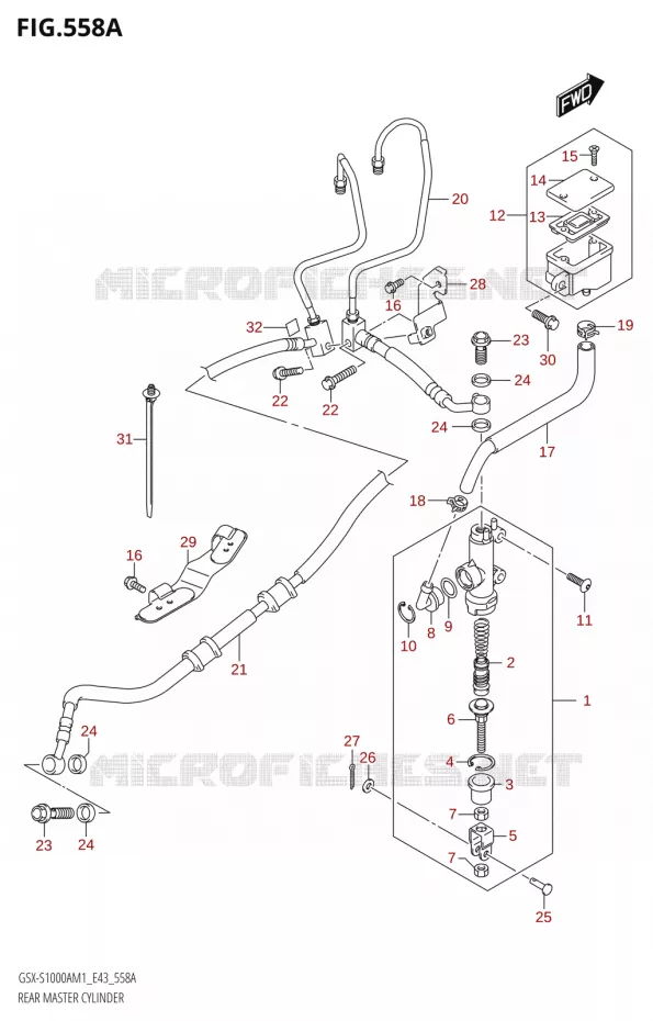ACHTER hoofdremcilinder Suzuki MOTO 1000 GSX-S 2021  GSX-S1000A M1 /​ GSX-S1000AZ M1 (E43)