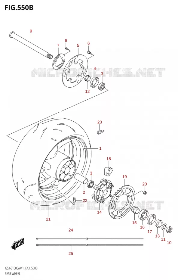 ACHTERWIEL Suzuki MOTO 1000 GSX-S 2021  GSX-S1000A M1 /​ GSX-S1000AZ M1 (E43)