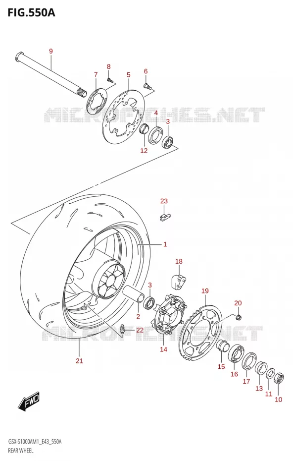 ACHTERWIEL Suzuki MOTO 1000 GSX-S 2021  GSX-S1000A M1 /​ GSX-S1000AZ M1 (E43)