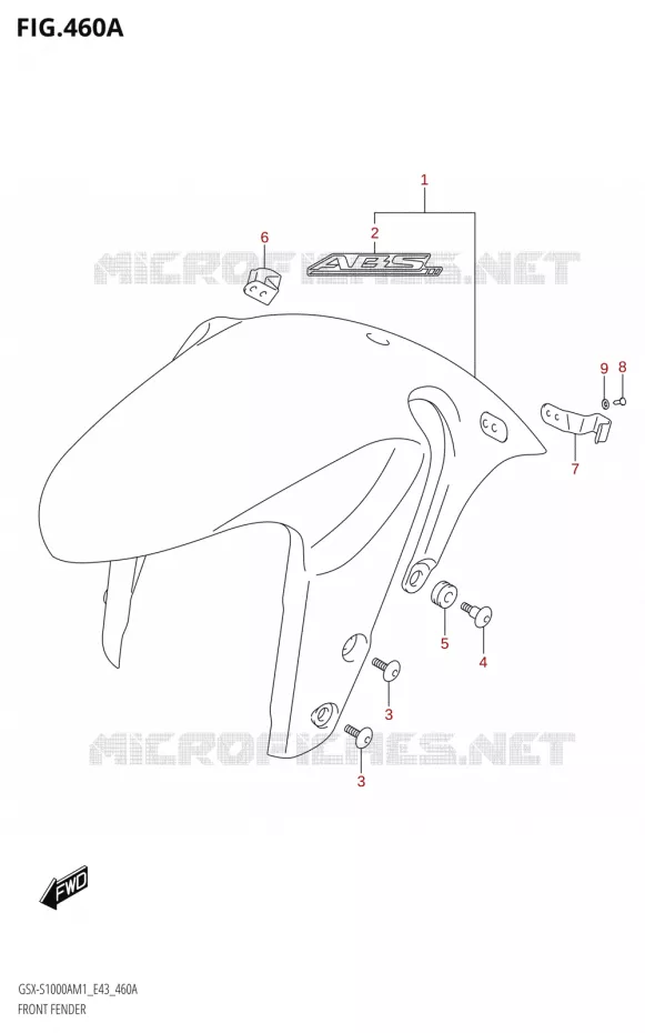 FRONT FENDER Suzuki MOTO 1000 GSX-S 2021  GSX-S1000A M1 /​ GSX-S1000AZ M1 (E43)