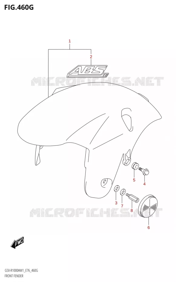 FRONT FENDER (GSX-R1000RZA) Suzuki MOTO 1000 GSX-R 2021  GSX-R1000A M1 /​ GSX-R1000ZA M1  ( E76 ECE2 E17,22,39 )