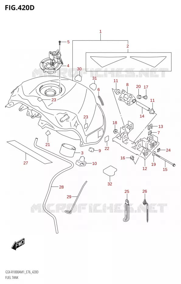 BENZINETANKSX-R1000ZA,GSX-R1000RZA) Suzuki MOTO 1000 GSX-R 2021  GSX-R1000A M1 /​ GSX-R1000ZA M1  ( E76 ECE2 E17,22,39 )