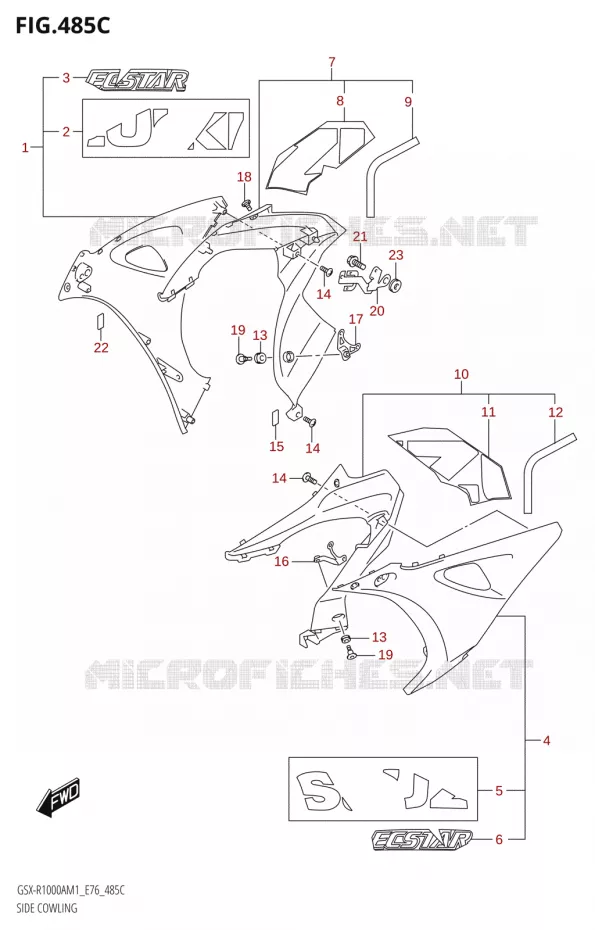 SIDE KUIPNG (GSX-R1000ZA,GSX-R1000RZA) Suzuki MOTO 1000 GSX-R 2021  GSX-R1000A M1 /​ GSX-R1000ZA M1  ( E76 ECE2 E17,22,39 )