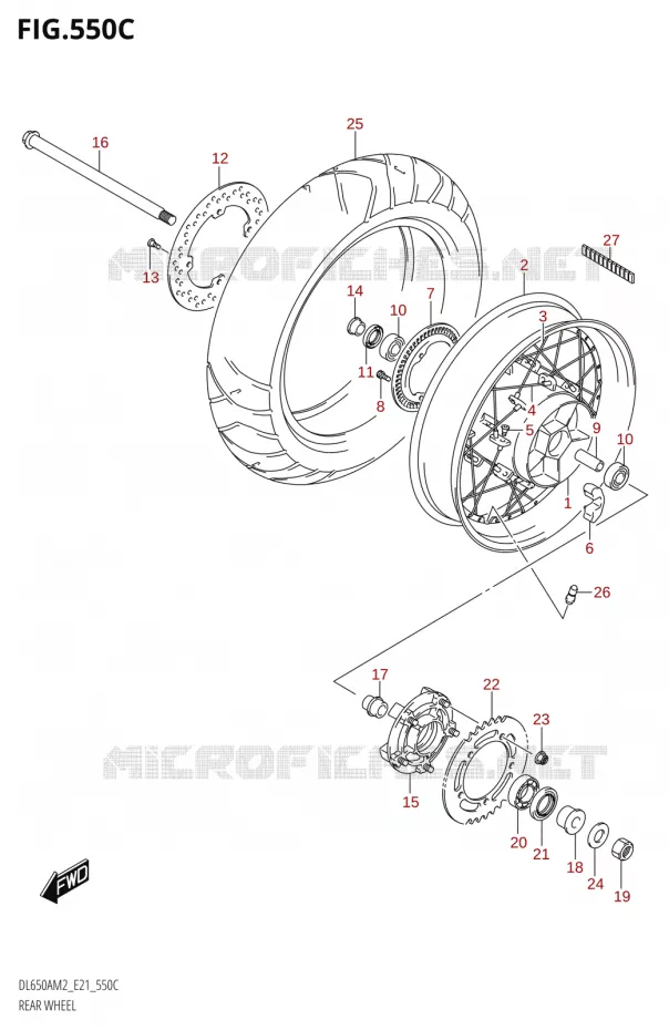 ACHTERWIELL650XAM2 E21) Suzuki MOTO 650 V-STROM 2022  DL650A M2 (E21)