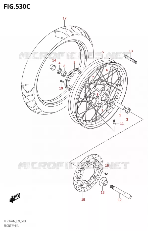 VOORWIELT (DL650XAM2 E21) Suzuki MOTO 650 V-STROM 2022  DL650A M2 (E21)