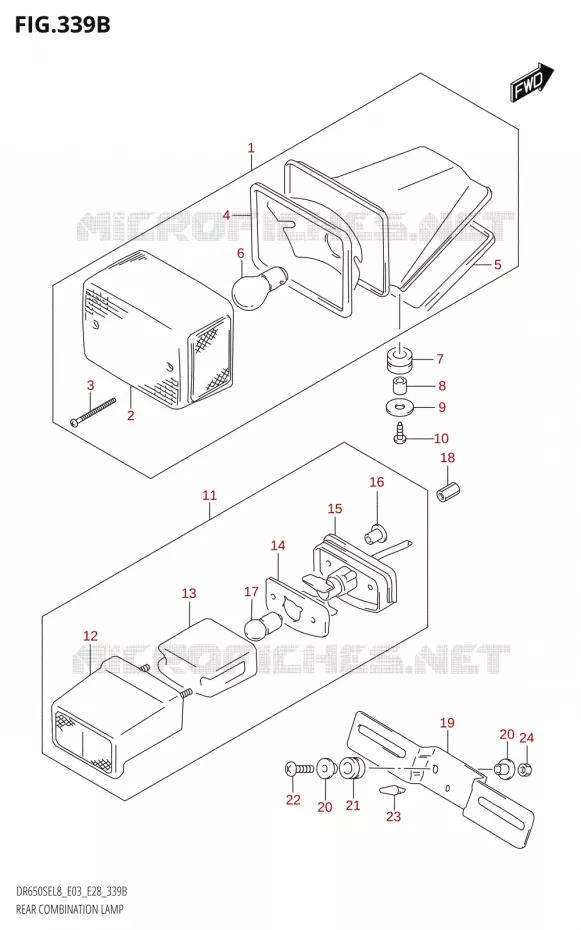 ACHTERLICHTTION LAMP (DR650SE:L8:E28) Suzuki MOTO 650 DR 2018  DR650SE L8 (E03)
