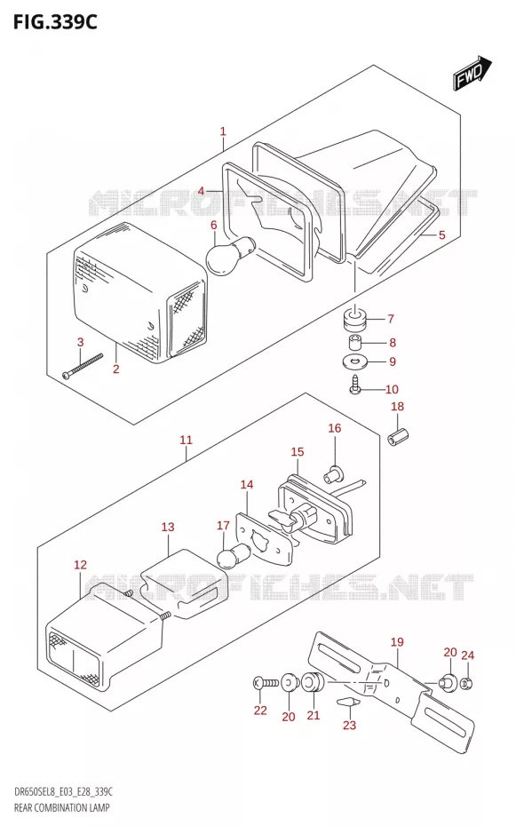 ACHTERLICHTTION LAMP (DR650SE:L8:E33) Suzuki MOTO 650 DR 2018  DR650SE L8 (E03)