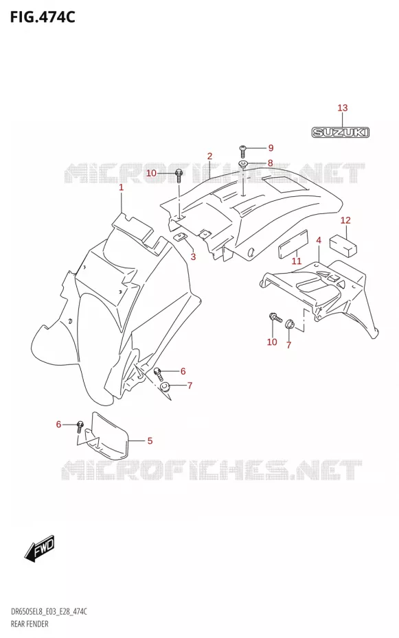 ACHTERSPATBORD650SE:L8:E33) Suzuki MOTO 650 DR 2018  DR650SE L8 (E03)