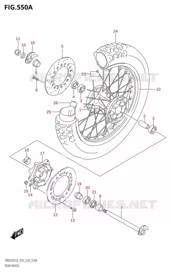 ACHTERWIEL Suzuki MOTO 650 DR 2018  DR650SE L8 (E03)