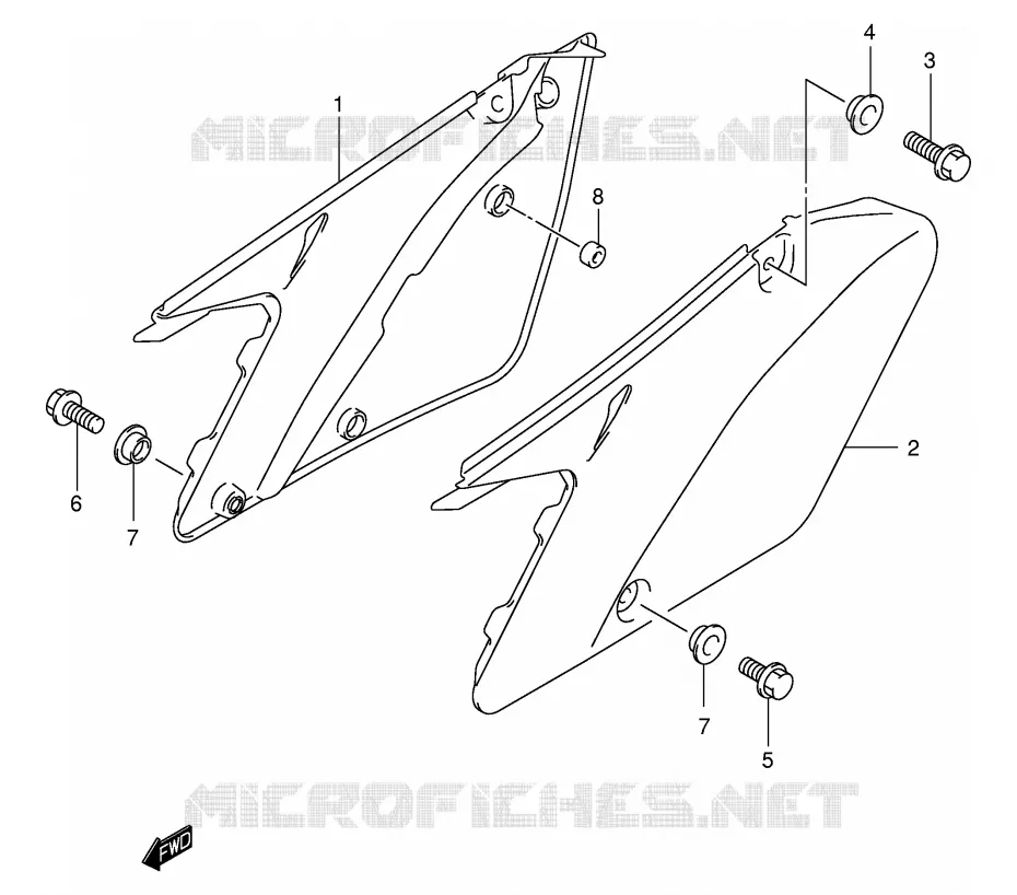 ACHTER KUIP  (MODELE K1/K2) Suzuki MOTO 125 RM 2003  RM125K3(E3/E28)