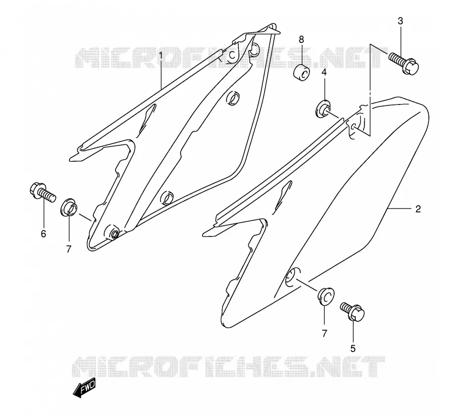 ACHTER KUIP  (MODELE K2) Suzuki MOTO 250 RM 2002  RM250K2(E3/E28)