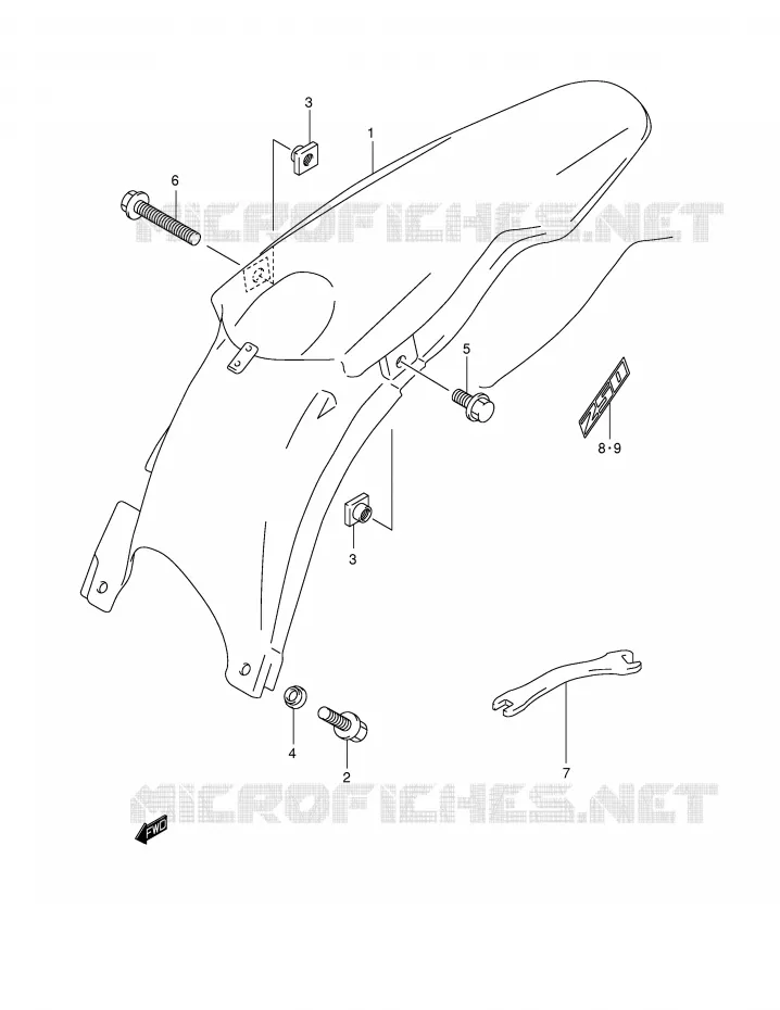 ACHTERSPATBORD (MODELE K2) Suzuki MOTO 250 RM 2001  RM250K1(E2)
