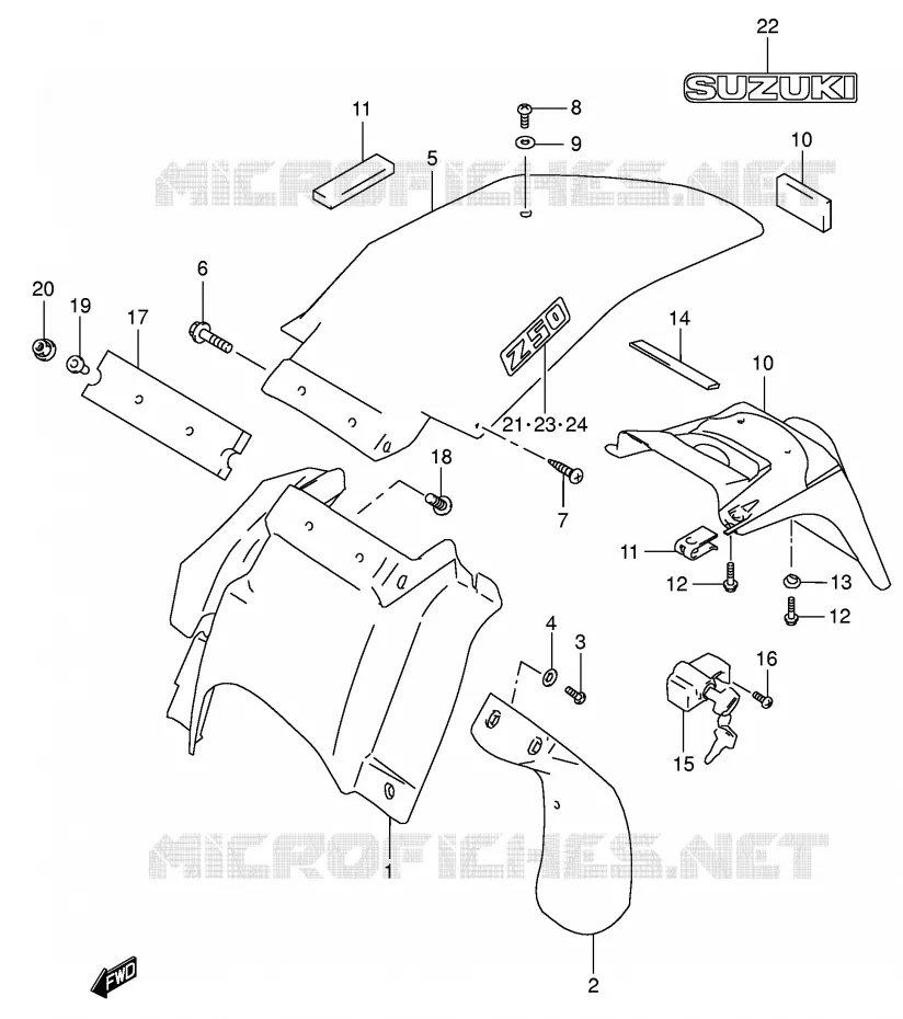 ACHTERSPATBORD Suzuki MOTO 250 DR-Z 2005  DR-Z250K5(E24)