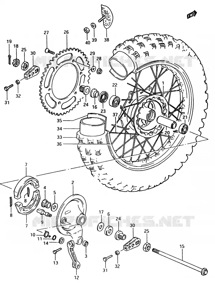 ACHTERWIEL (MODELE E) Suzuki MOTO 500 RM 1983  RM500D(D/E)