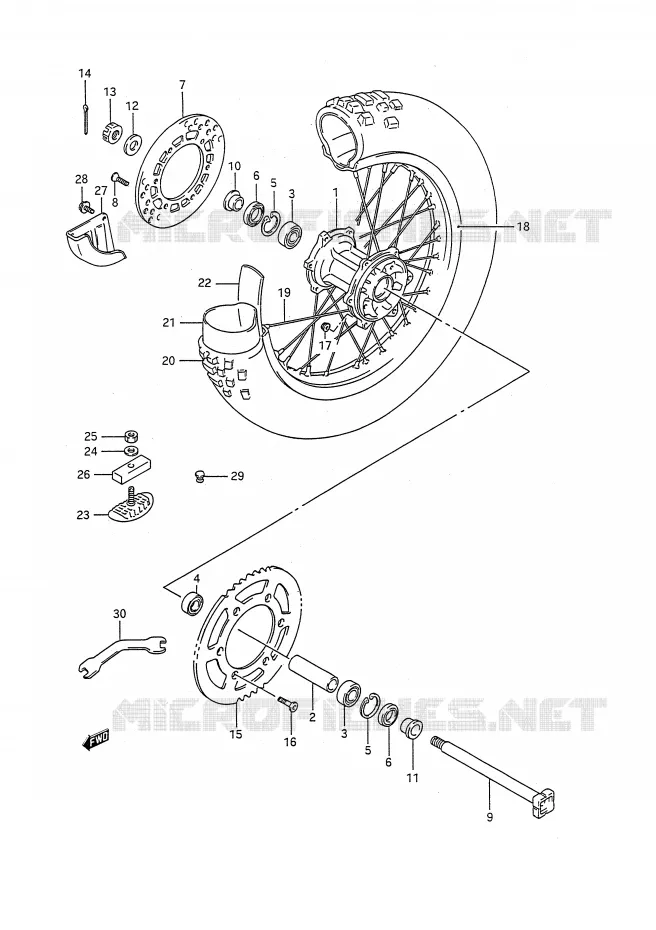 ACHTERWIEL (MODELE L/M) Suzuki MOTO 250 RM 1990  RM250L(E28)