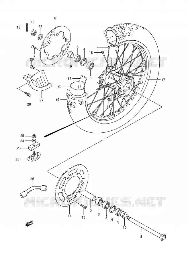 ACHTERWIEL (MODELE N) Suzuki MOTO 250 RM 1992  RM250 N (E03,E28,E33)