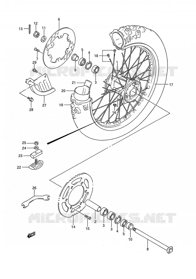 ACHTERWIEL Suzuki MOTO 125 RM 1993  RM125P(E28)