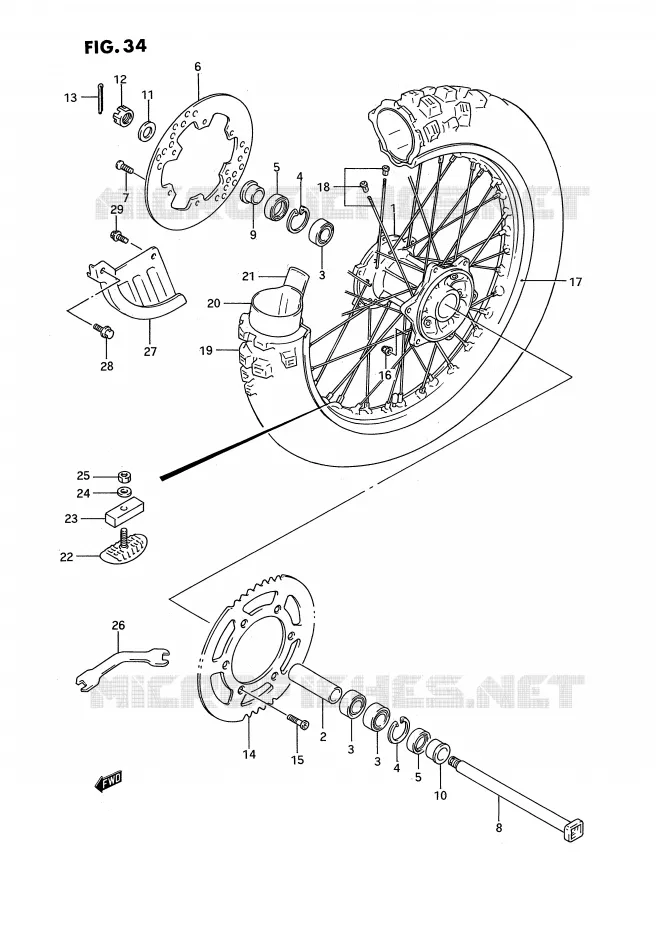 ACHTERWIEL Suzuki MOTO 125 RM 1995  RM125S(E3)