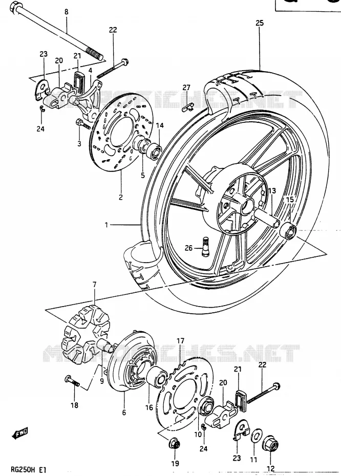 ACHTERWIEL Suzuki MOTO 250 RG 1986  RG250G(G/H)