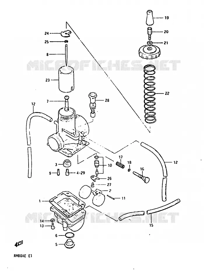 CARBURATOR (MODELE D) Suzuki MOTO 80 RM 1984  RM80XE(D/E)