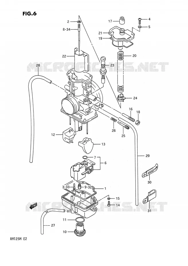 CARBURATOR Suzuki MOTO 125 RM 1991  RM125M(E2)