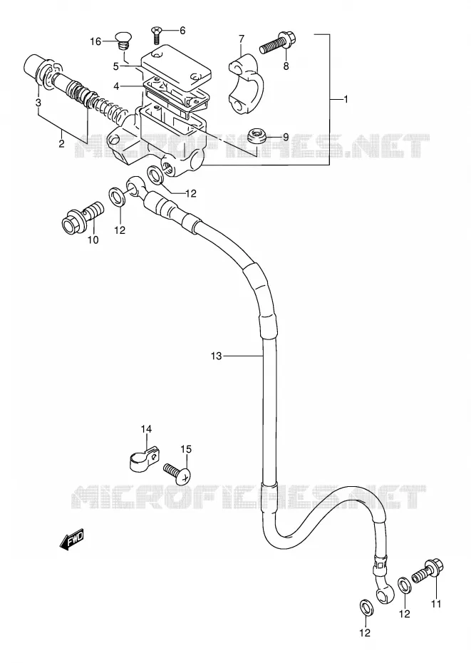 FRONT HOOFDREMCILINDER (MODELE T E1) Suzuki MOTO 250 RMX 1995  RMX250S(E1)