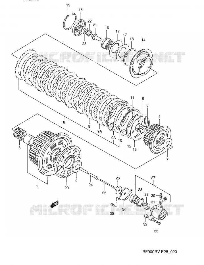 KOPPELING (MODELE R) Suzuki MOTO 900 RF 1997  RF900RV(E28)