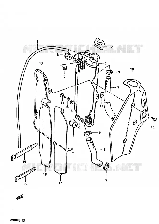 RADIATOR (MODELE E) Suzuki MOTO 80 RM 1984  RM80HE(D/E)