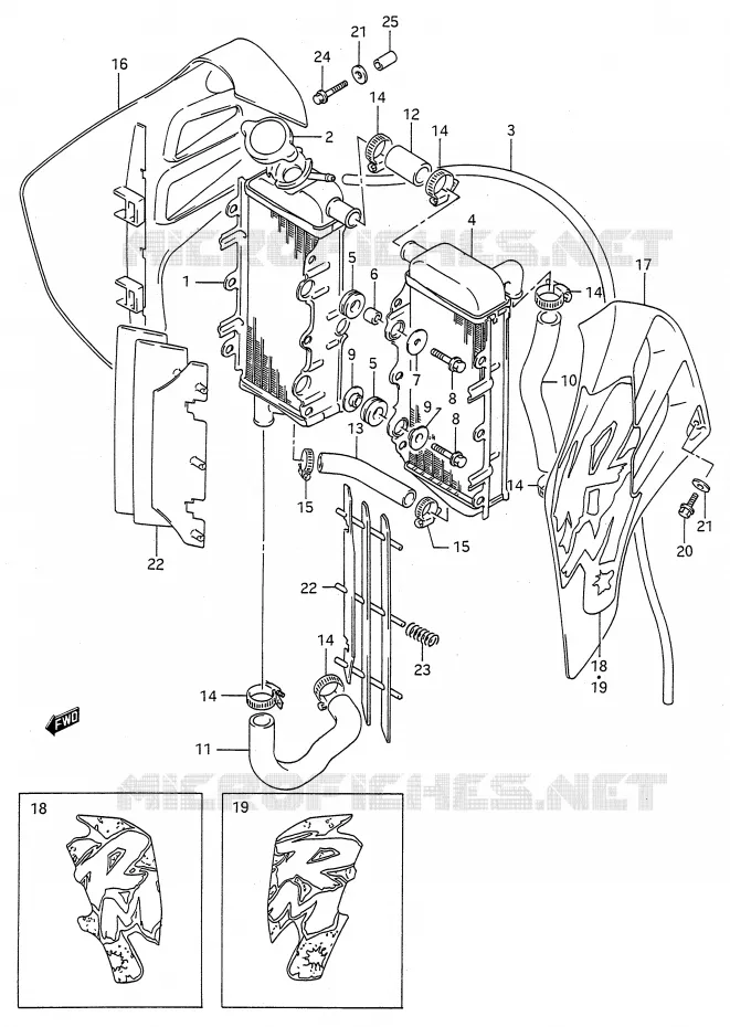 RADIATOR (MODELE M) Suzuki MOTO 125 RM 1990  RM125L(E28)