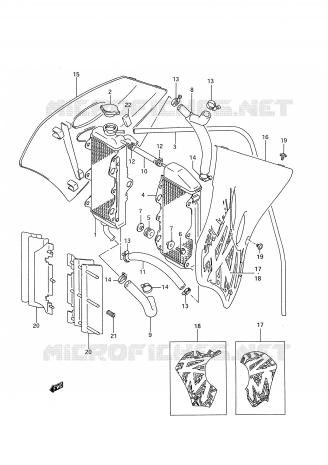 RADIATOR (MODELE P) Suzuki MOTO 250 RM 1995  RM250S(E28)