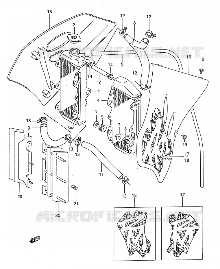 RADIATOR (MODELE R/S) Suzuki MOTO 125 RM 1993  RM125P(E28)
