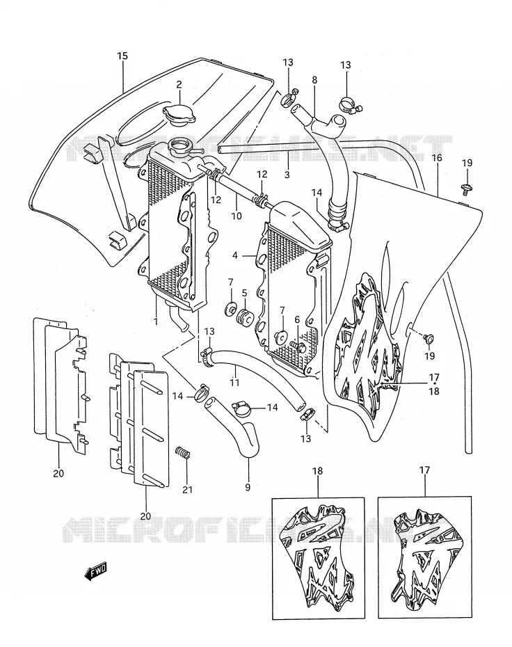 RADIATOR (MODELE R/S) Suzuki MOTO 250 RM 1995  RM250S(E28)