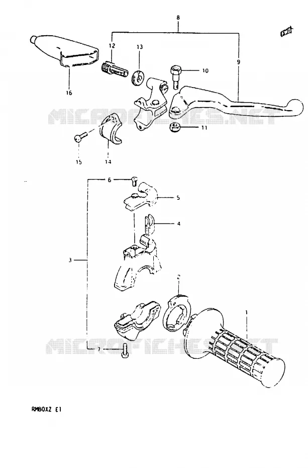 RIGHT SWITCH - HANDGREEP Suzuki MOTO 80 RM 1982  RM80XZ