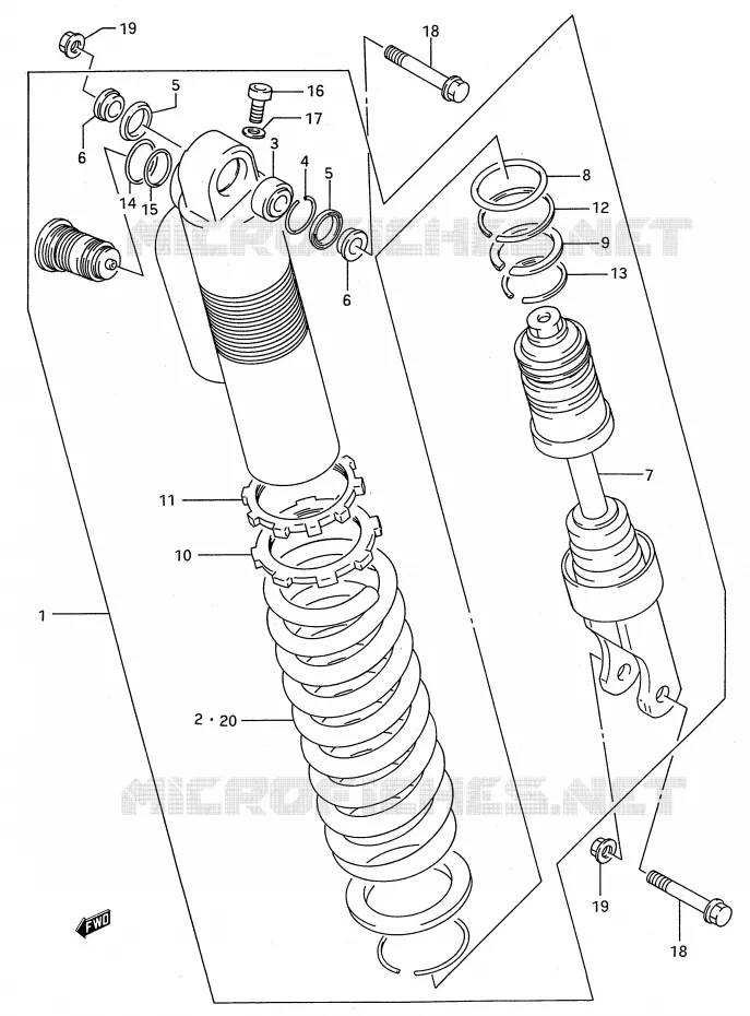 SCHOKDEMPER (MODELE P) Suzuki MOTO 250 RM 1993  RM250P(E28)