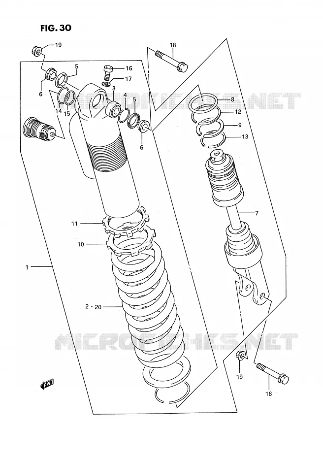 SCHOKDEMPER (MODELE P) Suzuki MOTO 250 RM 1994  RM250R(E2)