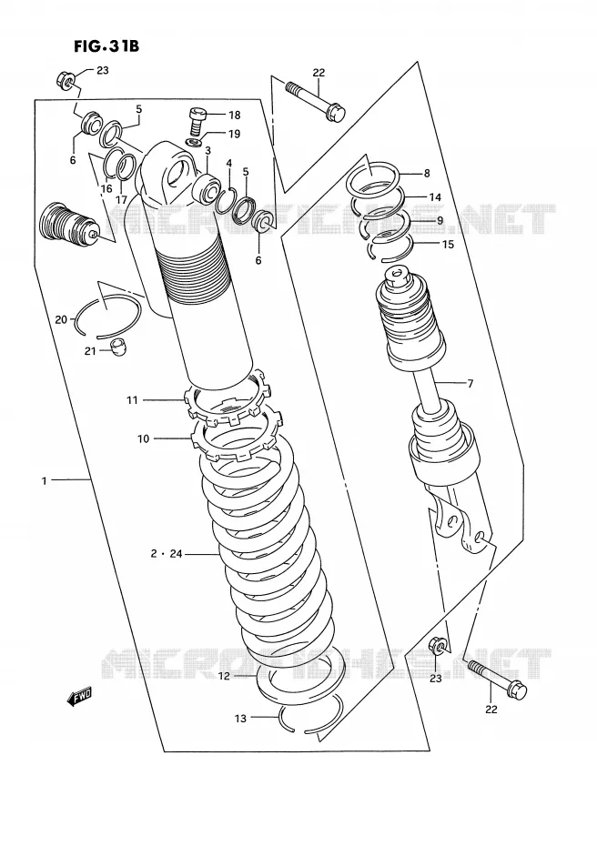SCHOKDEMPER (MODELE R) Suzuki MOTO 125 RM 1993  RM125P(E2)