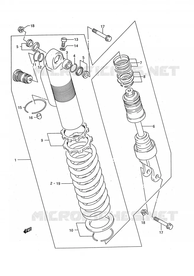 SCHOKDEMPER (MODELE S) Suzuki MOTO 125 RM 1993  RM125P(E28)