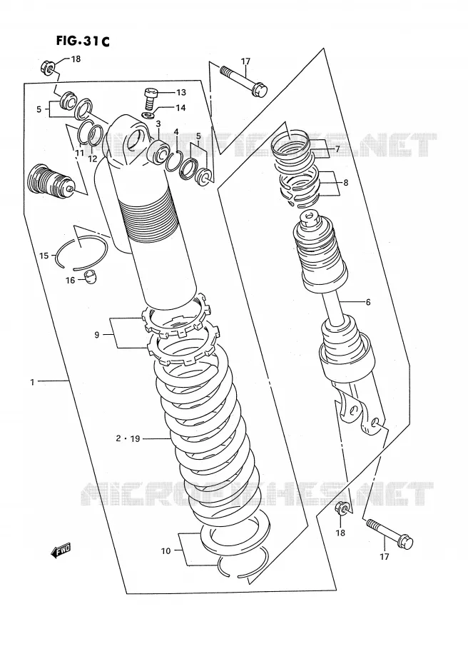 SCHOKDEMPER (MODELE S) Suzuki MOTO 125 RM 1994  RM125R(E3)