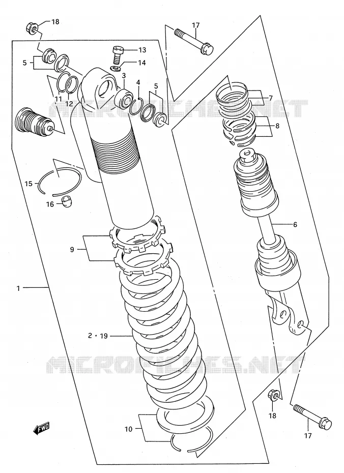 SCHOKDEMPER (MODELE S) Suzuki MOTO 250 RM 1995  RM250S(E28)