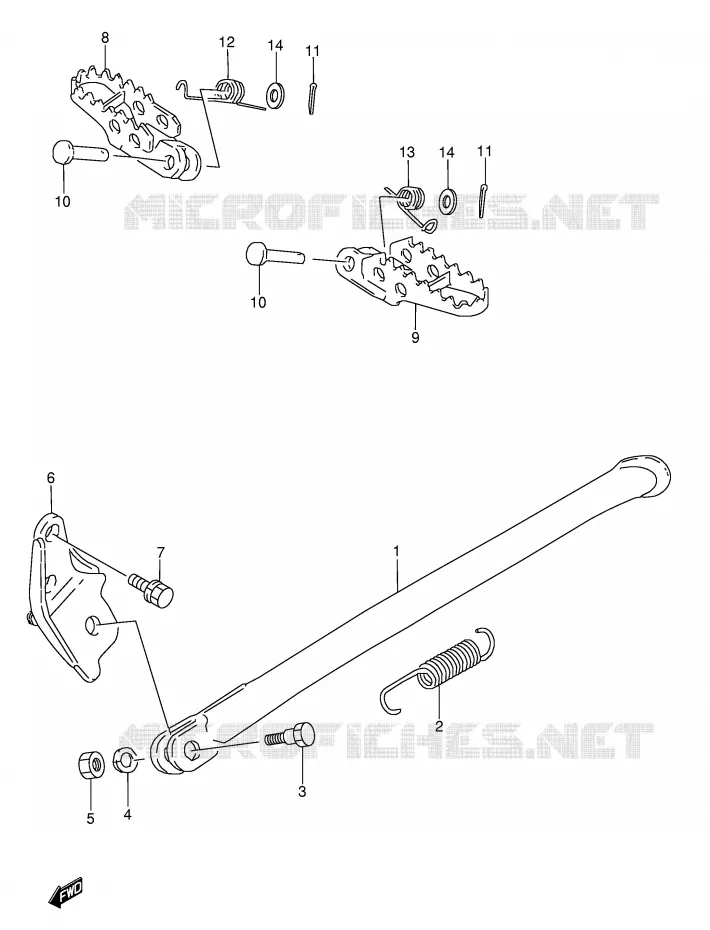 STAND - FOOTREST (MODELE K/L/M/N) Suzuki MOTO 250 RMX 1989  RMX250K(E1)