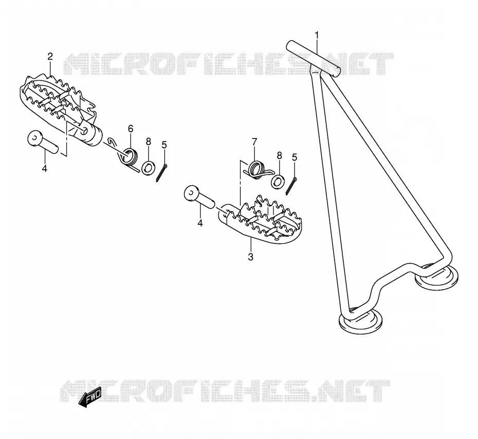 STAND - FOOTREST (MODELE K1/K2) Suzuki MOTO 250 RM 2001  RM250K1(E3/E28)