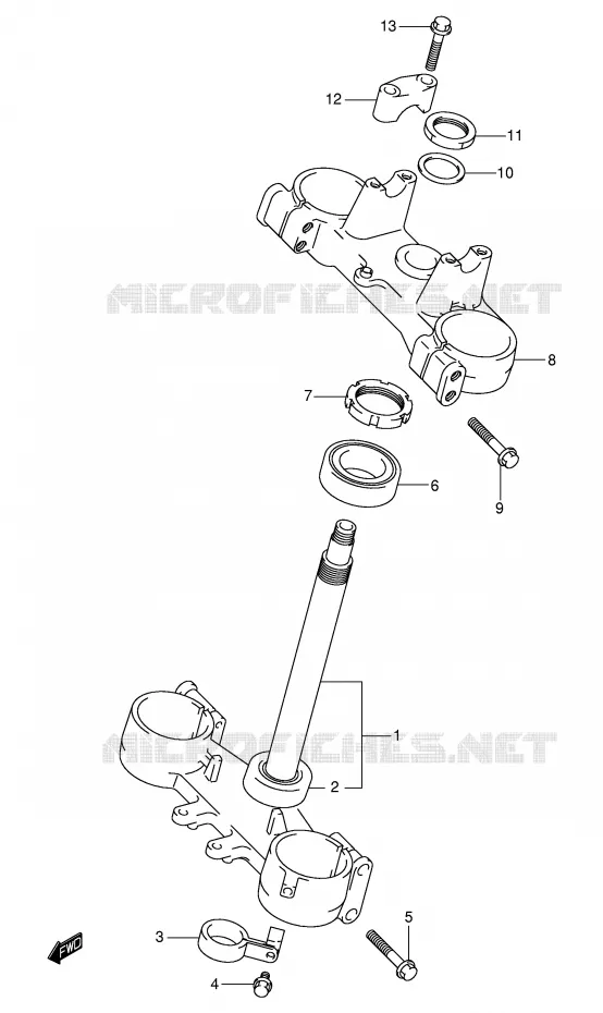 STUURKOLOM (MODELE K1) Suzuki MOTO 250 RM 2005  RM250K5(E3/E28)
